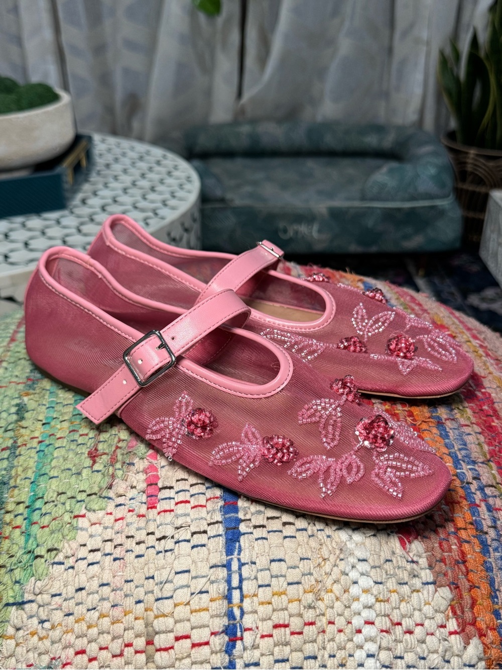 🌸 MOST WANTED Steve Madden Pink Dreaming Beaded Mary Jane Flats 🌸 - Picture 9 of 9